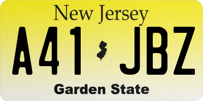 NJ license plate A41JBZ