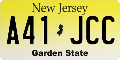 NJ license plate A41JCC
