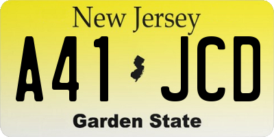 NJ license plate A41JCD
