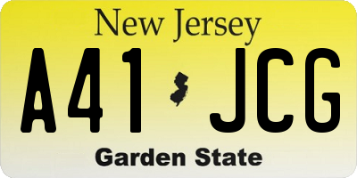 NJ license plate A41JCG