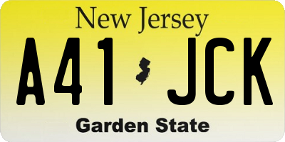 NJ license plate A41JCK