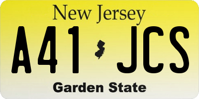 NJ license plate A41JCS