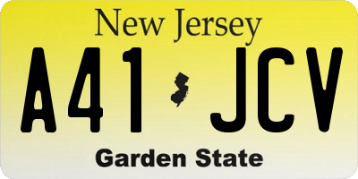 NJ license plate A41JCV