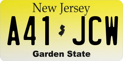 NJ license plate A41JCW