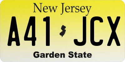 NJ license plate A41JCX