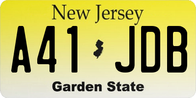 NJ license plate A41JDB