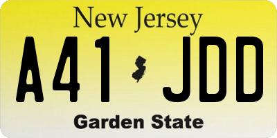 NJ license plate A41JDD