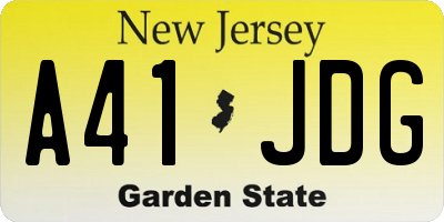 NJ license plate A41JDG
