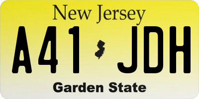 NJ license plate A41JDH