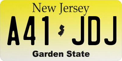 NJ license plate A41JDJ
