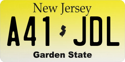 NJ license plate A41JDL