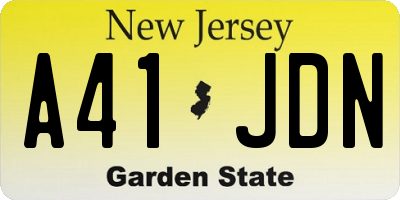 NJ license plate A41JDN