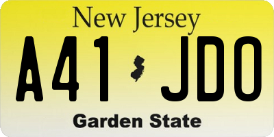 NJ license plate A41JDO