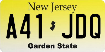 NJ license plate A41JDQ
