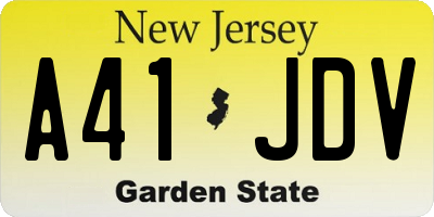 NJ license plate A41JDV