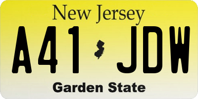 NJ license plate A41JDW