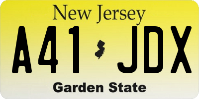 NJ license plate A41JDX