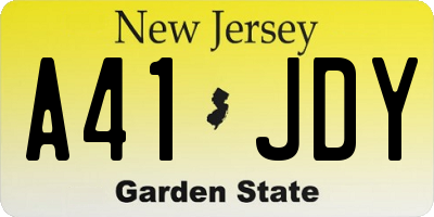 NJ license plate A41JDY