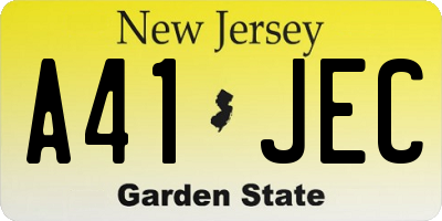 NJ license plate A41JEC
