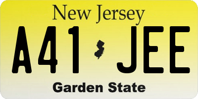 NJ license plate A41JEE
