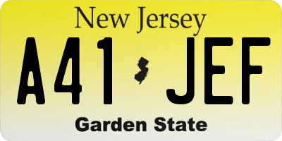 NJ license plate A41JEF