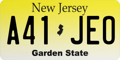 NJ license plate A41JEO