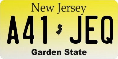 NJ license plate A41JEQ