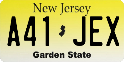 NJ license plate A41JEX
