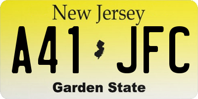 NJ license plate A41JFC