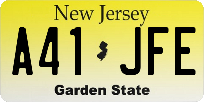 NJ license plate A41JFE