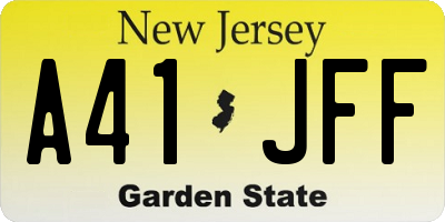 NJ license plate A41JFF
