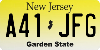 NJ license plate A41JFG