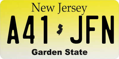 NJ license plate A41JFN