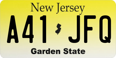 NJ license plate A41JFQ