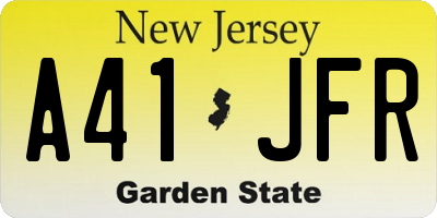 NJ license plate A41JFR