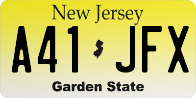 NJ license plate A41JFX