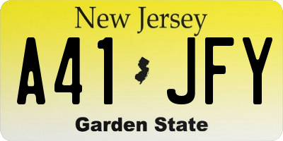 NJ license plate A41JFY