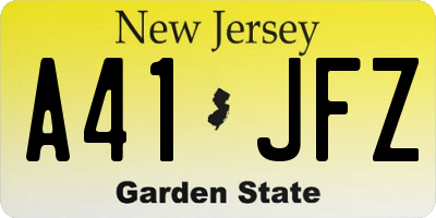 NJ license plate A41JFZ
