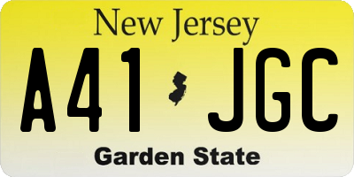NJ license plate A41JGC