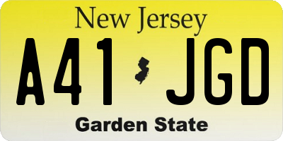 NJ license plate A41JGD