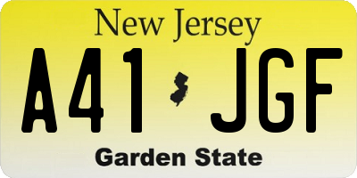 NJ license plate A41JGF