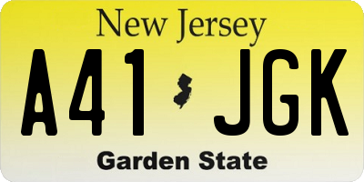NJ license plate A41JGK