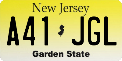NJ license plate A41JGL