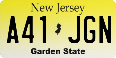 NJ license plate A41JGN