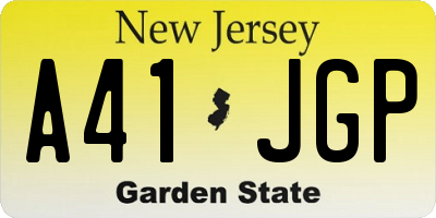 NJ license plate A41JGP