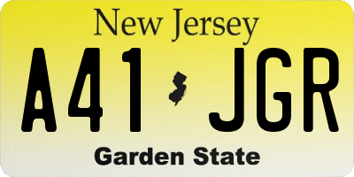 NJ license plate A41JGR