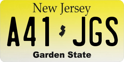 NJ license plate A41JGS
