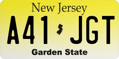 NJ license plate A41JGT
