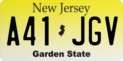 NJ license plate A41JGV
