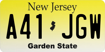 NJ license plate A41JGW